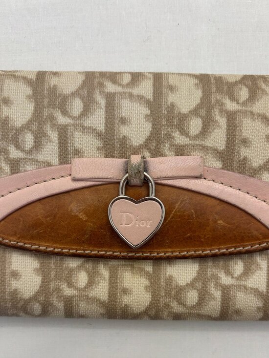 Dior Handbags - Vintage Christian Dior Romantique Pink Trotter Wallet w/ Heart Charm